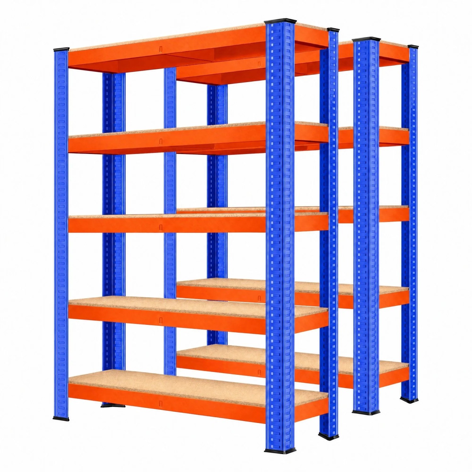 MASKO Schwerlastregale 180 x 90 x 40 cm 5 Böden Orange Blau 2er Set