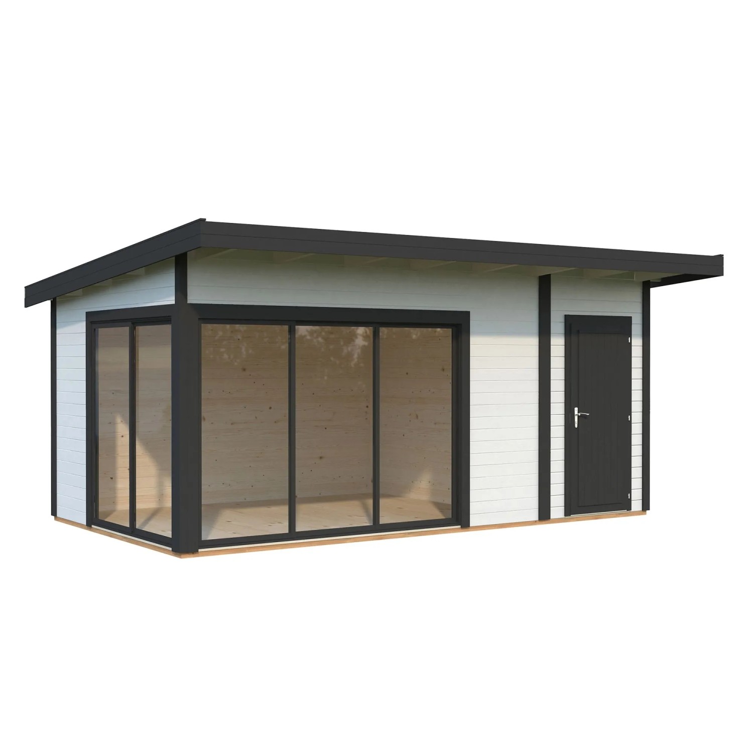 Palmako Holz-Gartenhaus Andrea Slide Plus Pultdach Lackiert 530 cm x 300 cm