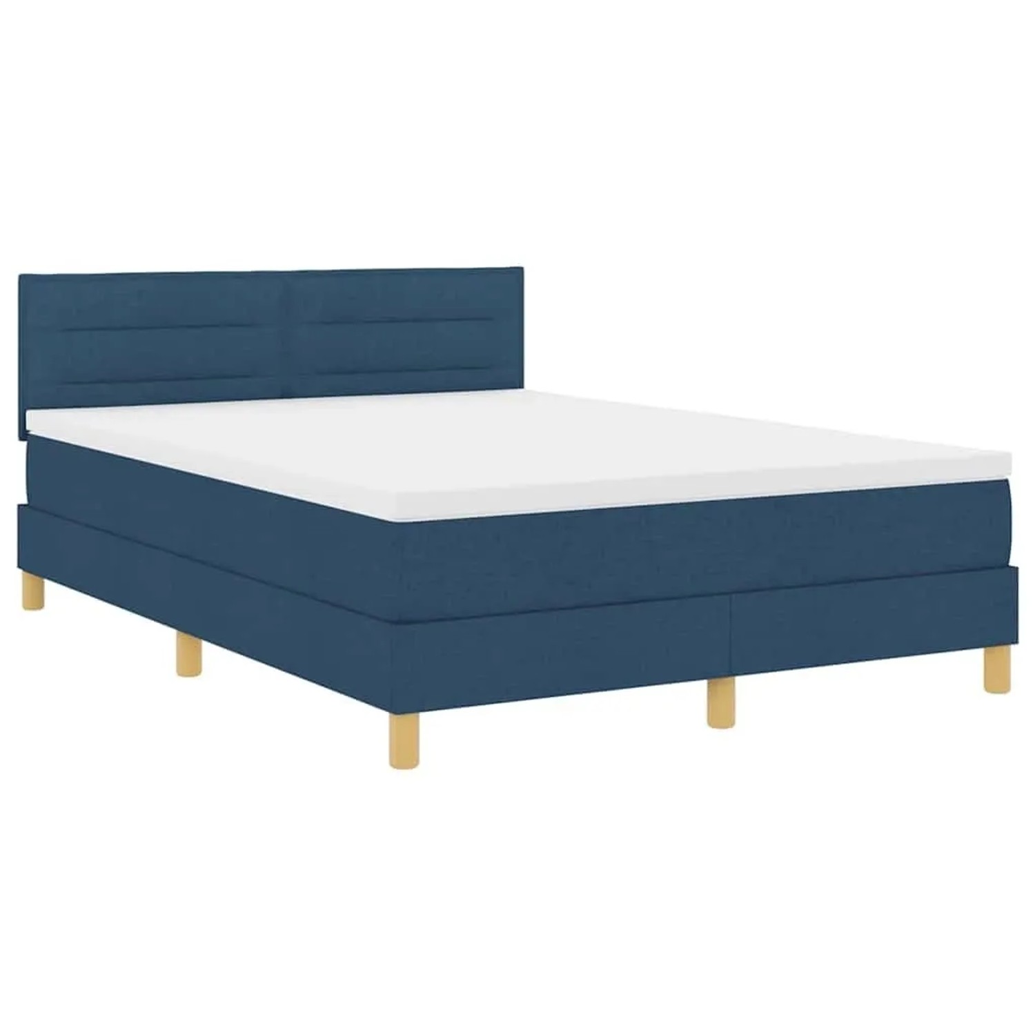 vidaXL LED Boxspringbett mit Matratze mit LED Blau 160 x 200 cm Stoff 3342379