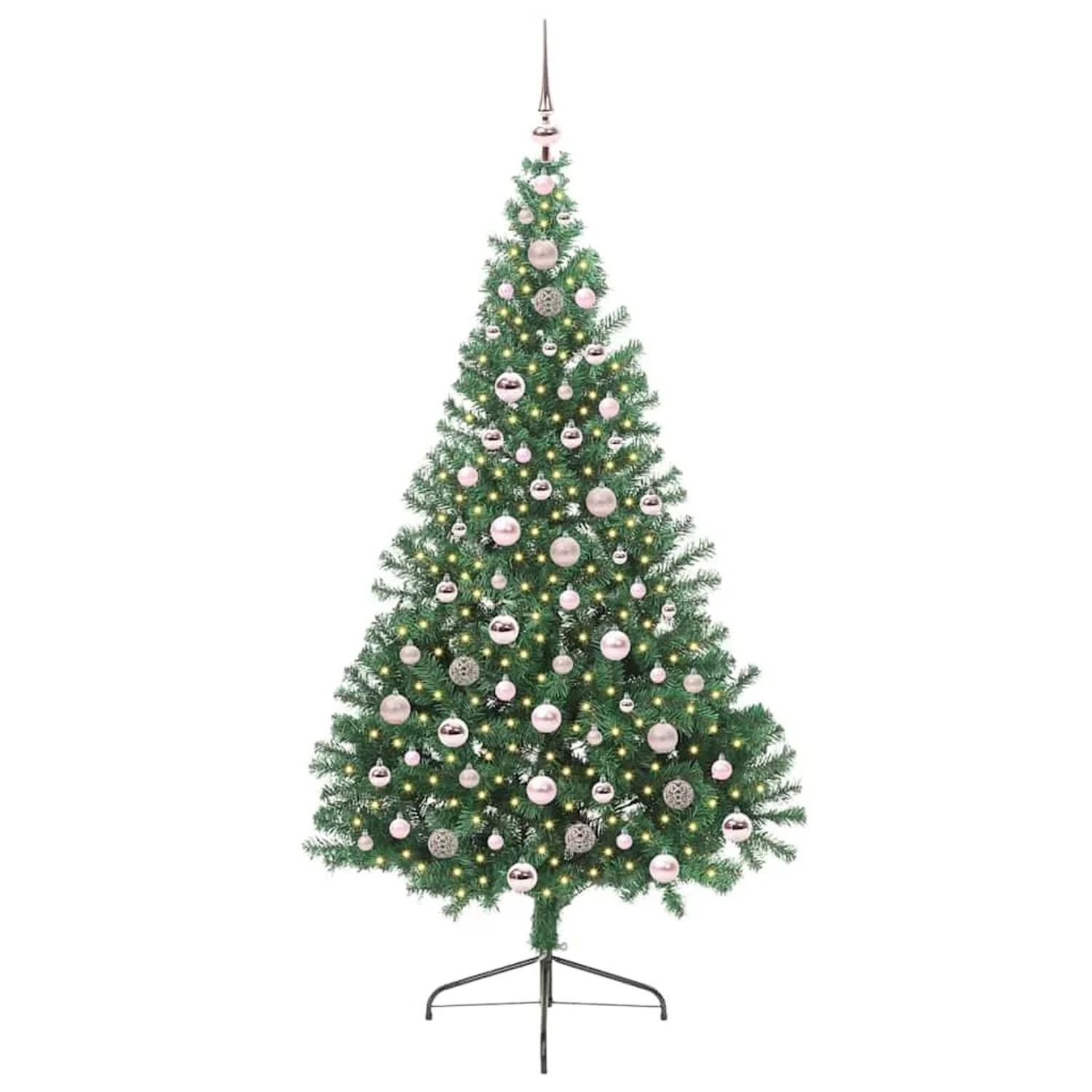 vidaXL Künstlicher Vorbeleuchteter Weihnachtsbaum Grün 210 cm PVC 3397026