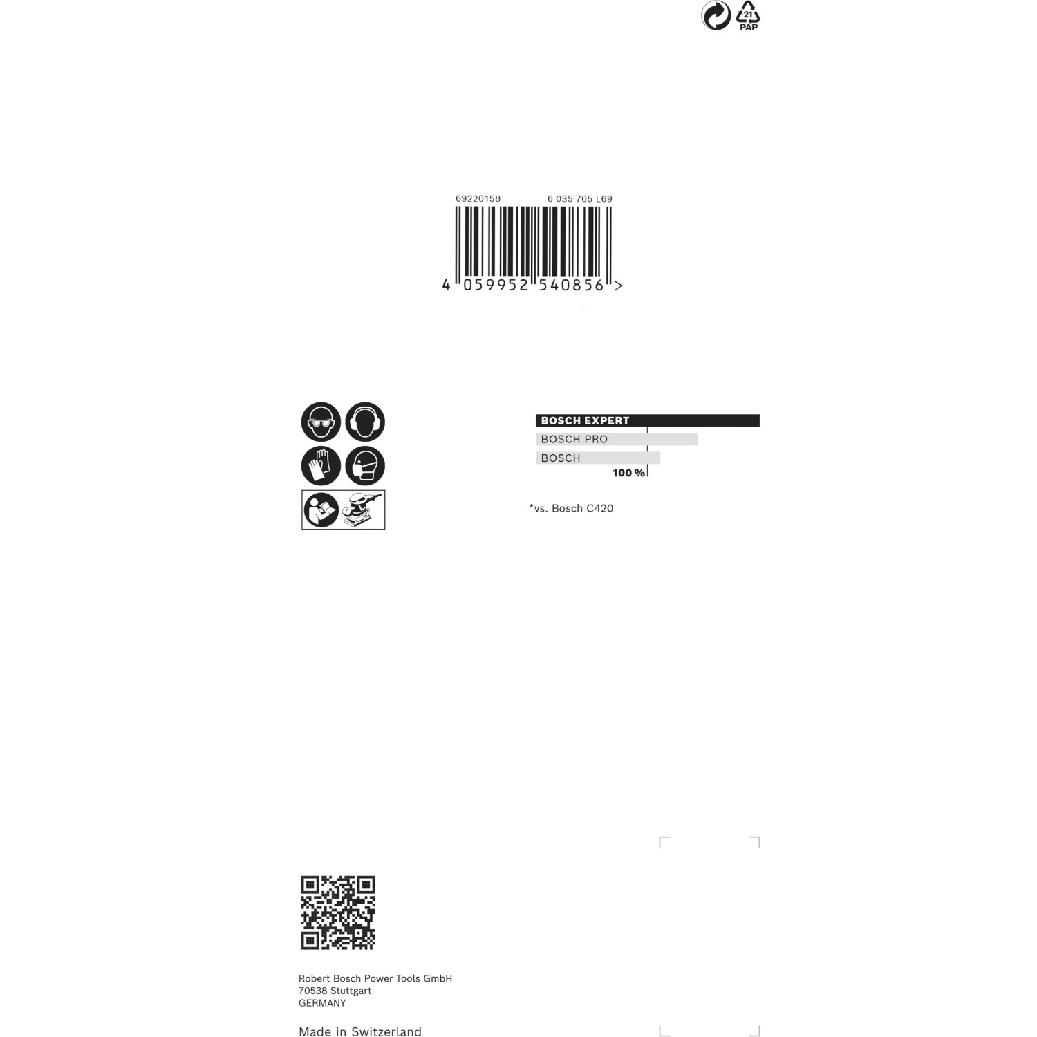 Bosch Expert M480 Netzschleifblatt, 93x186mm, K180, 10 Stück, Zubehör für Exzenterschleifer.