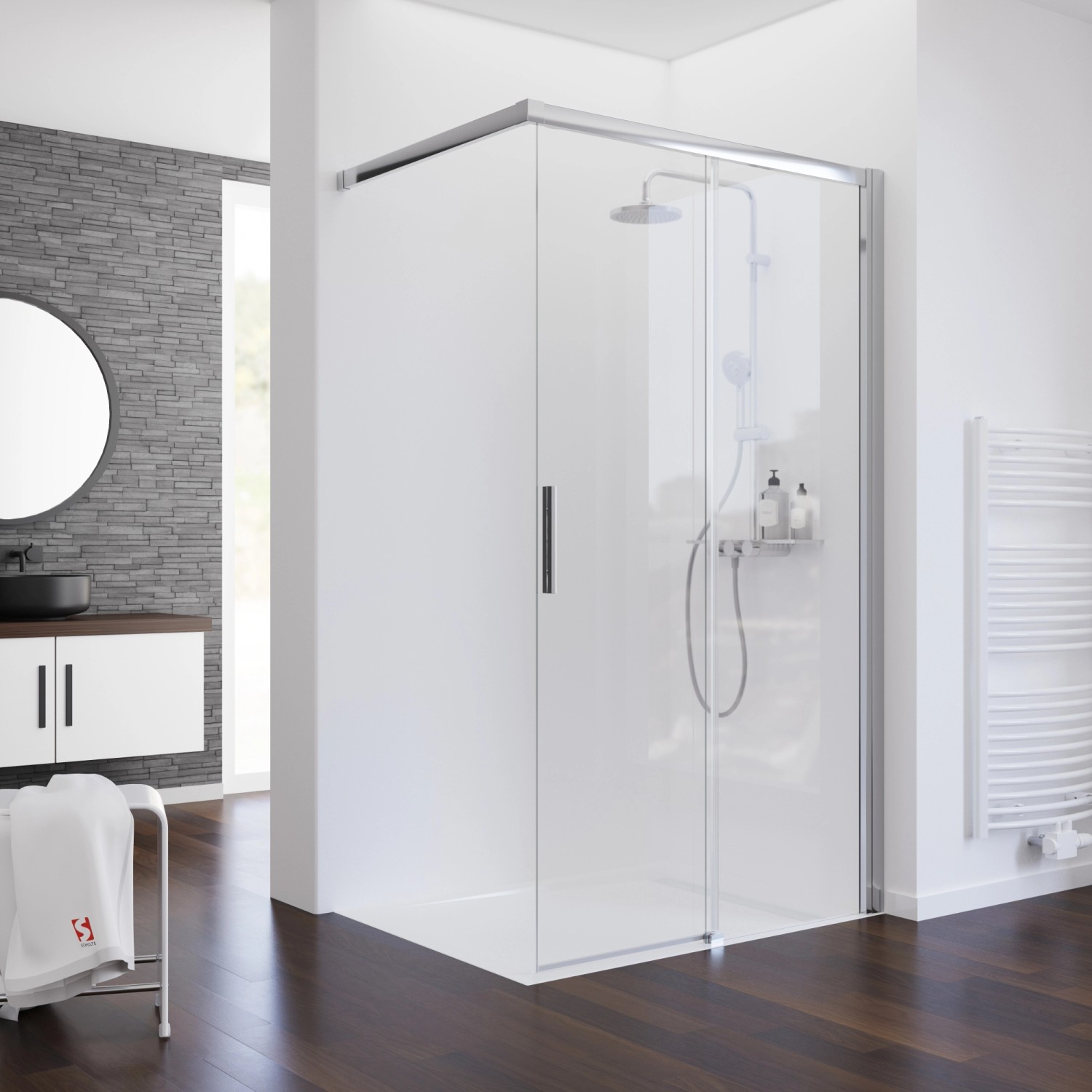 Schulte Schiebetür Walk In Chrom-Optik 140 cm x 200 cm DIN Rechts günstig online kaufen