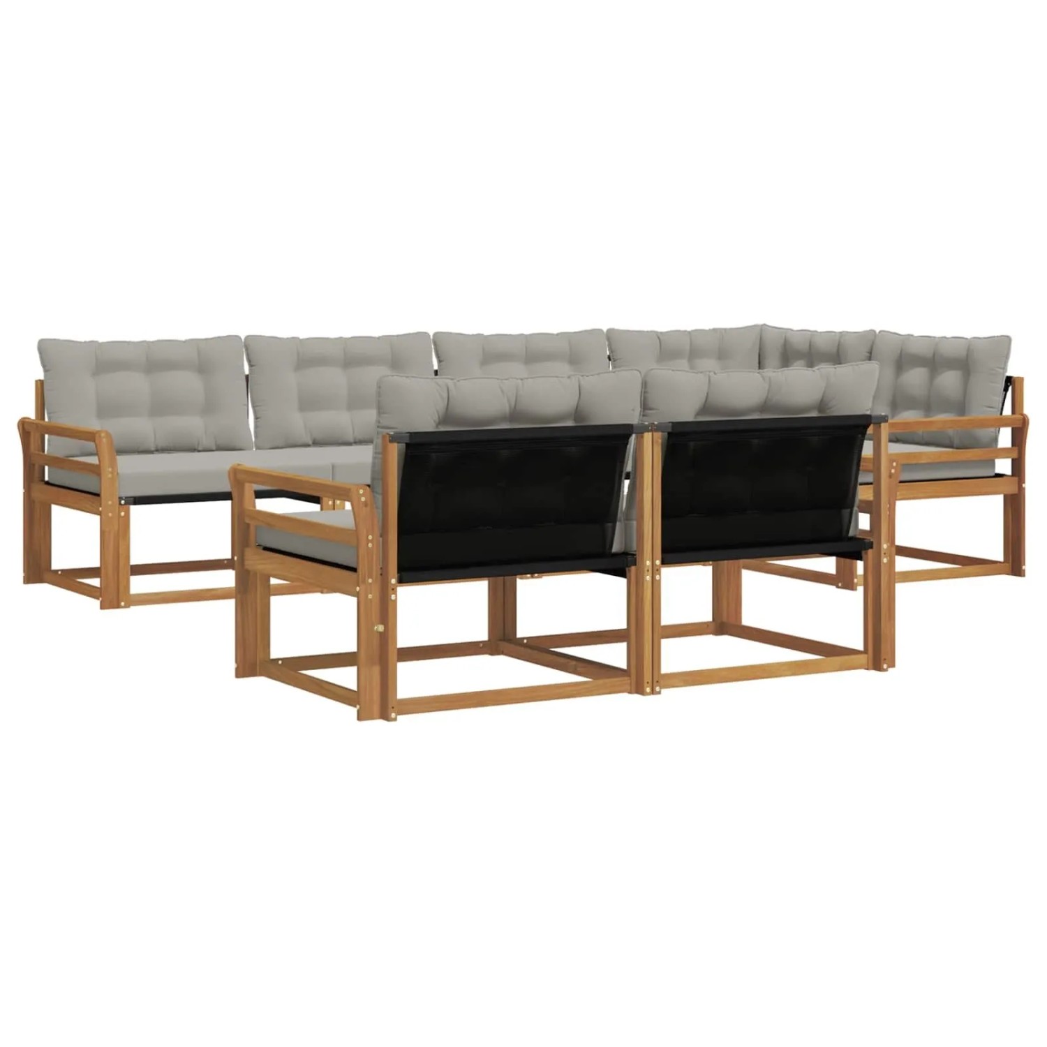 vidaXL Outdoor-Sofagarnitur mit Kissen 7-Tlg Natur und Hellgrau 3369554
