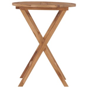 Klappbarer Gartentisch aus Teakholz, 60 cm Durchmesser. Praktischer Tisch für Balkon und Garten.