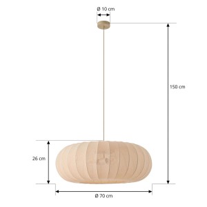 Skandinavische Lindby Pendelleuchte Helin, creme Textil, 3-flammig, für Wohnzimmer & Esszimmer.