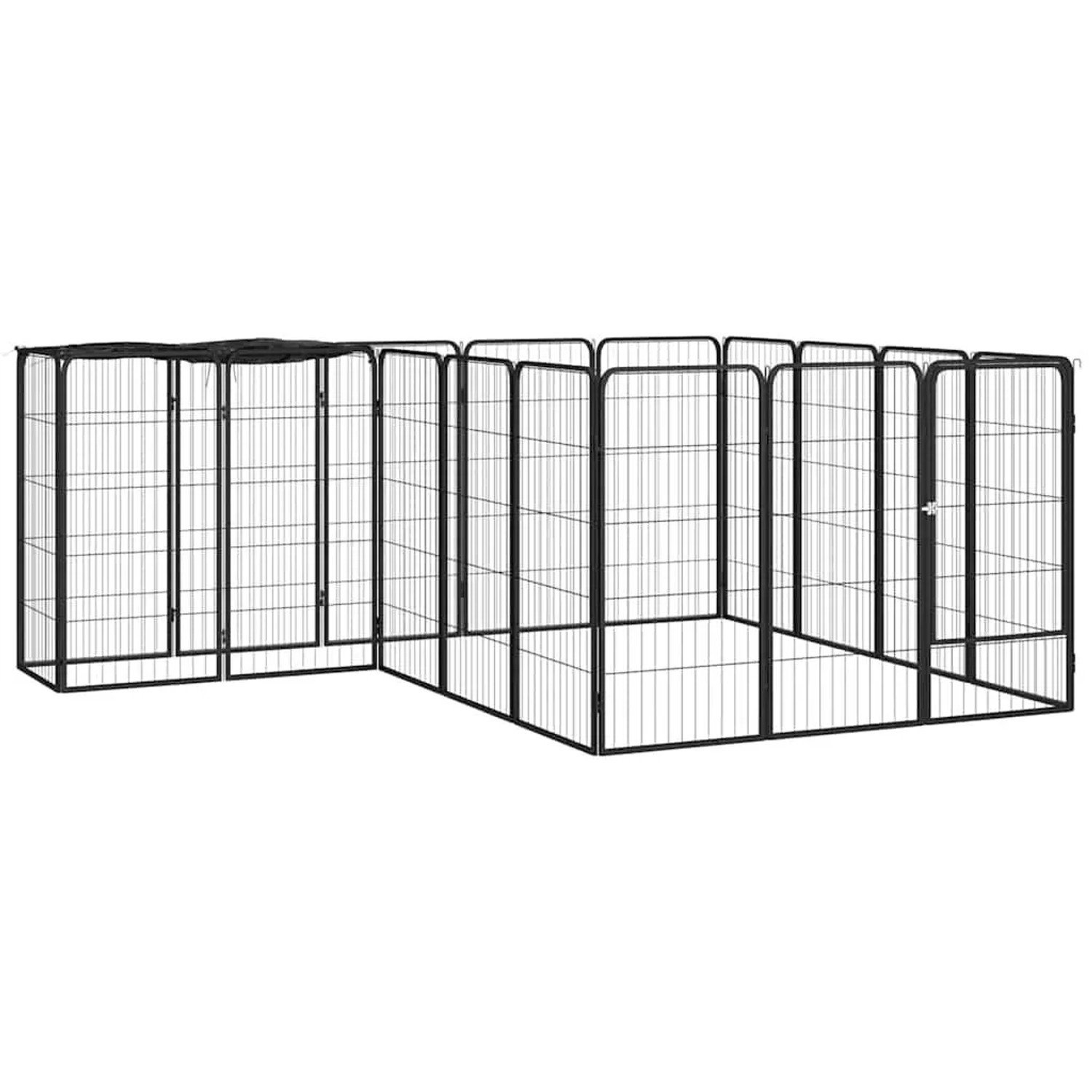 vidaXL 18 Tlg Hundelaufstall Schwarz 50x100cm Stahl Pulverbeschichtet 3115950