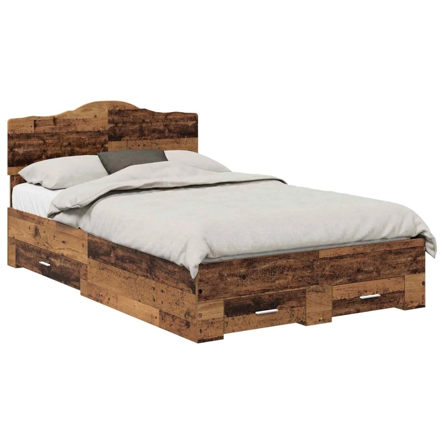 vidaXL Bettrahmen mit Kopfteil Altholz 120 x 190 cm Holzwerkstoff 3413227