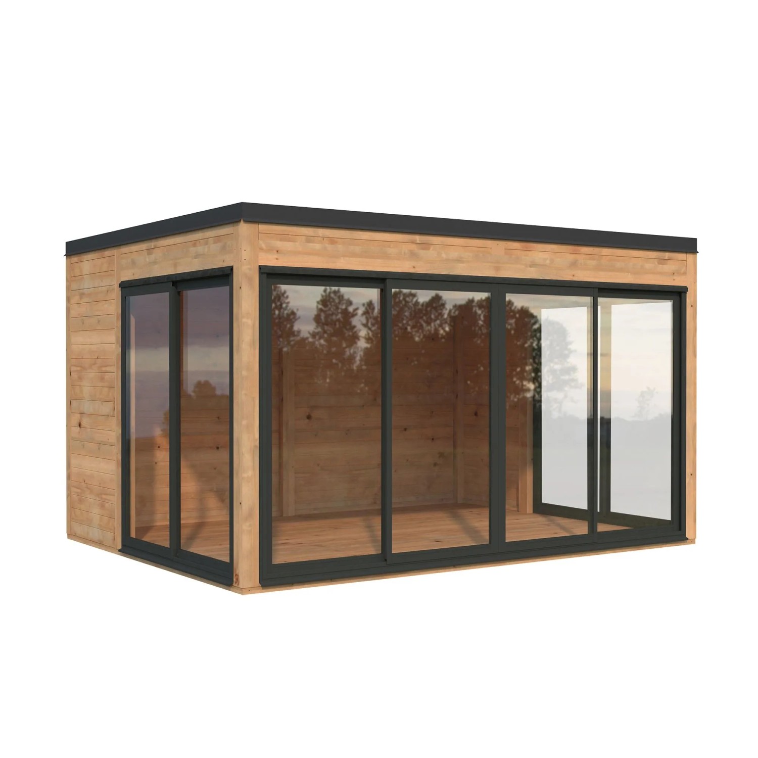 Palmako Holz-Gartenhaus Serena Slide Pultdach Tauchgrundiert 420 cm x 320 cm
