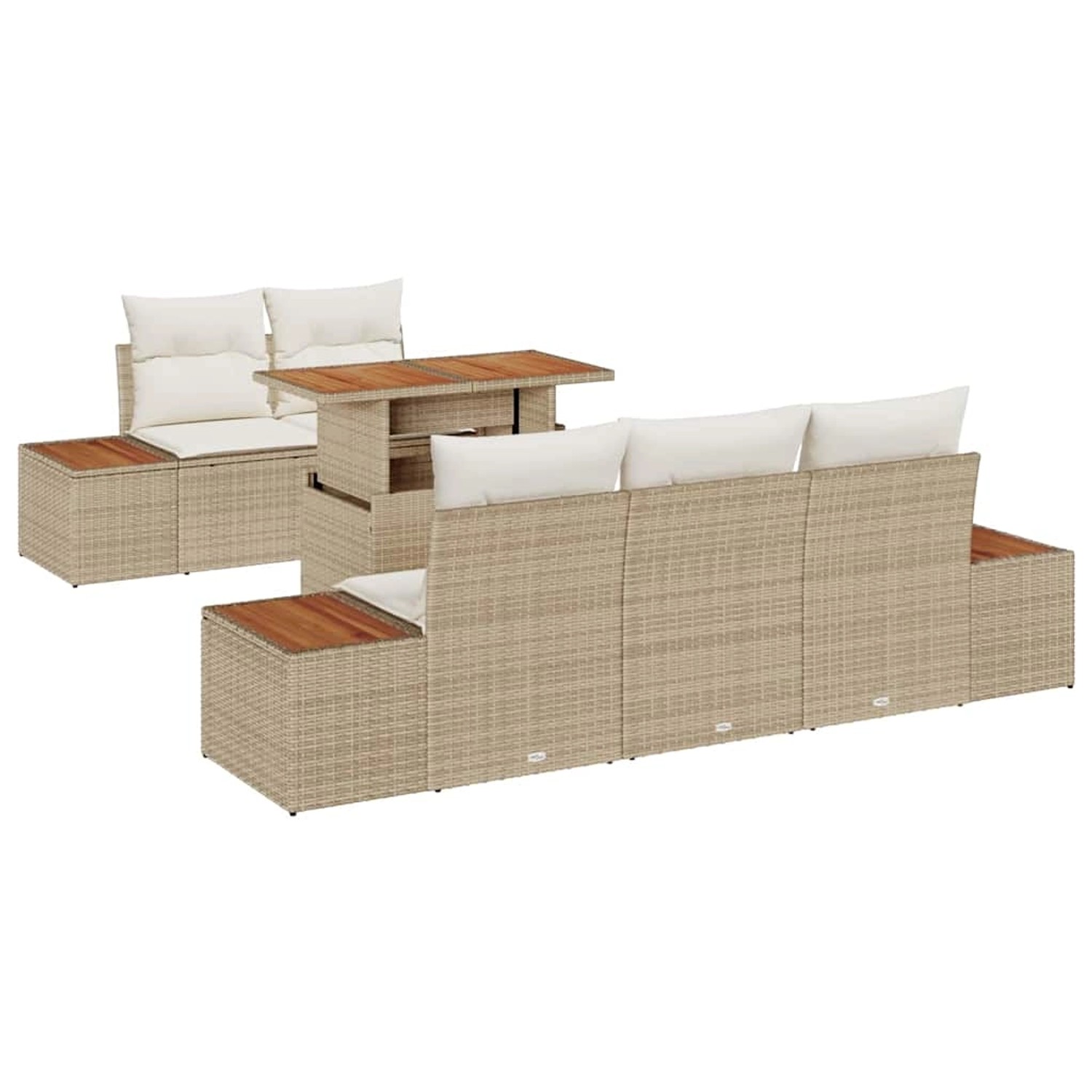 vidaXL Garten-Sofa-Set mit Speicher 6-Tlg Beige Poly Rattan 3358765 günstig online kaufen