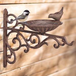 Relaxdays Vogeltränke Gusseisen Braun Wetterfest Rostfrei Frostsicher 24 cm x 28 cm x 14 cm 1,2 kg