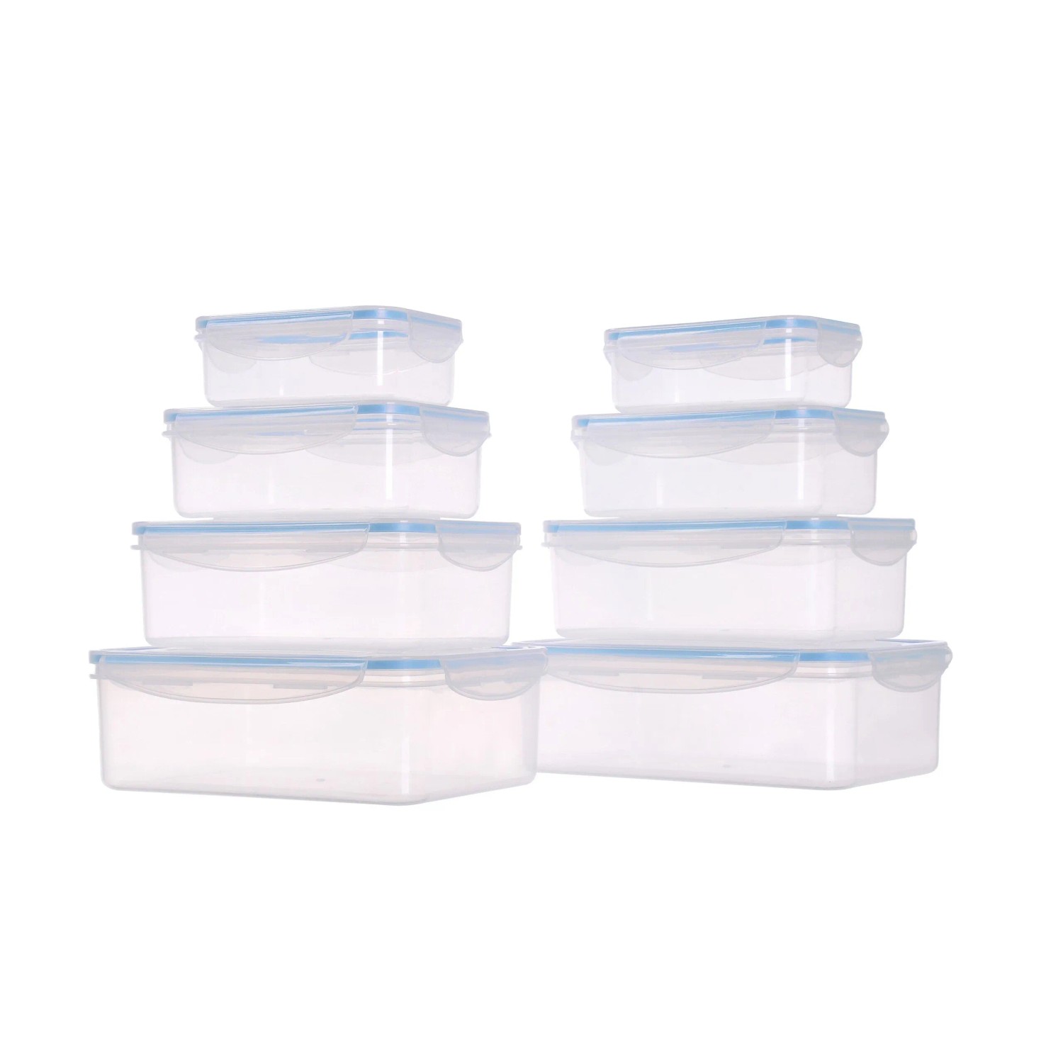 Relaxdays Frischhaltedosen 8er Set Kunststoff Transparent Luftdicht Stapelbar 500 ml bis 2500 ml