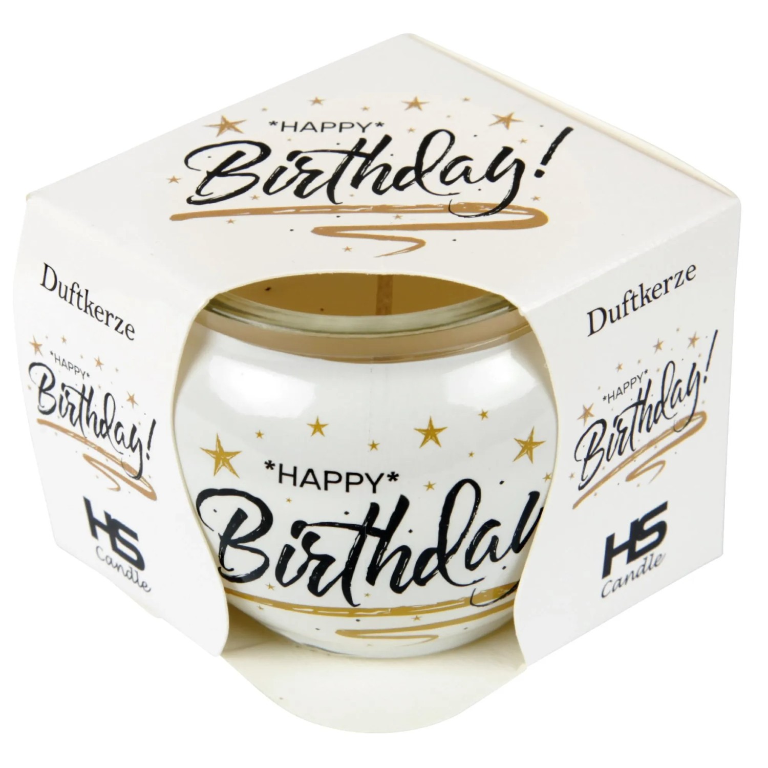 HS Candle Duftkerze "Happy Birthday" im 6er-Pack, festlich verpackt.