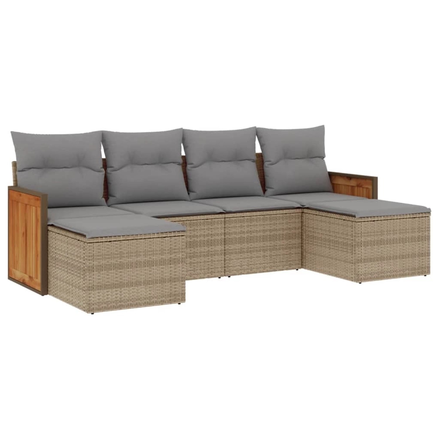 vidaXL 6-tlg Garten-Sofagarnitur mit Kissen Beige Poly Rattan Modell 257 günstig online kaufen