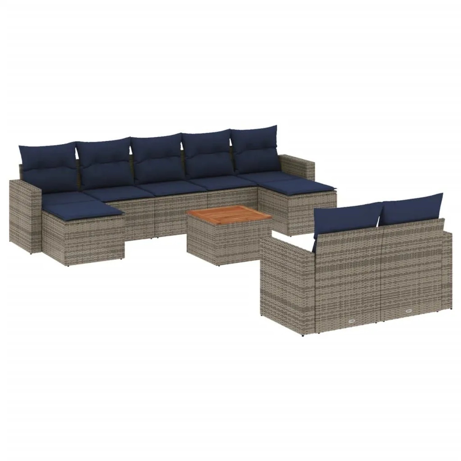 vidaXL 10-Tlg Gartensofa-Set mit Kissen Grau Polyrattan 3256670 günstig online kaufen