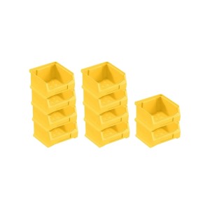 Sparset: 10 gelbe PROREGAL Sichtlagerboxen, 6x10x10 cm, 0,4 Liter, für Aufbewahrungssysteme.