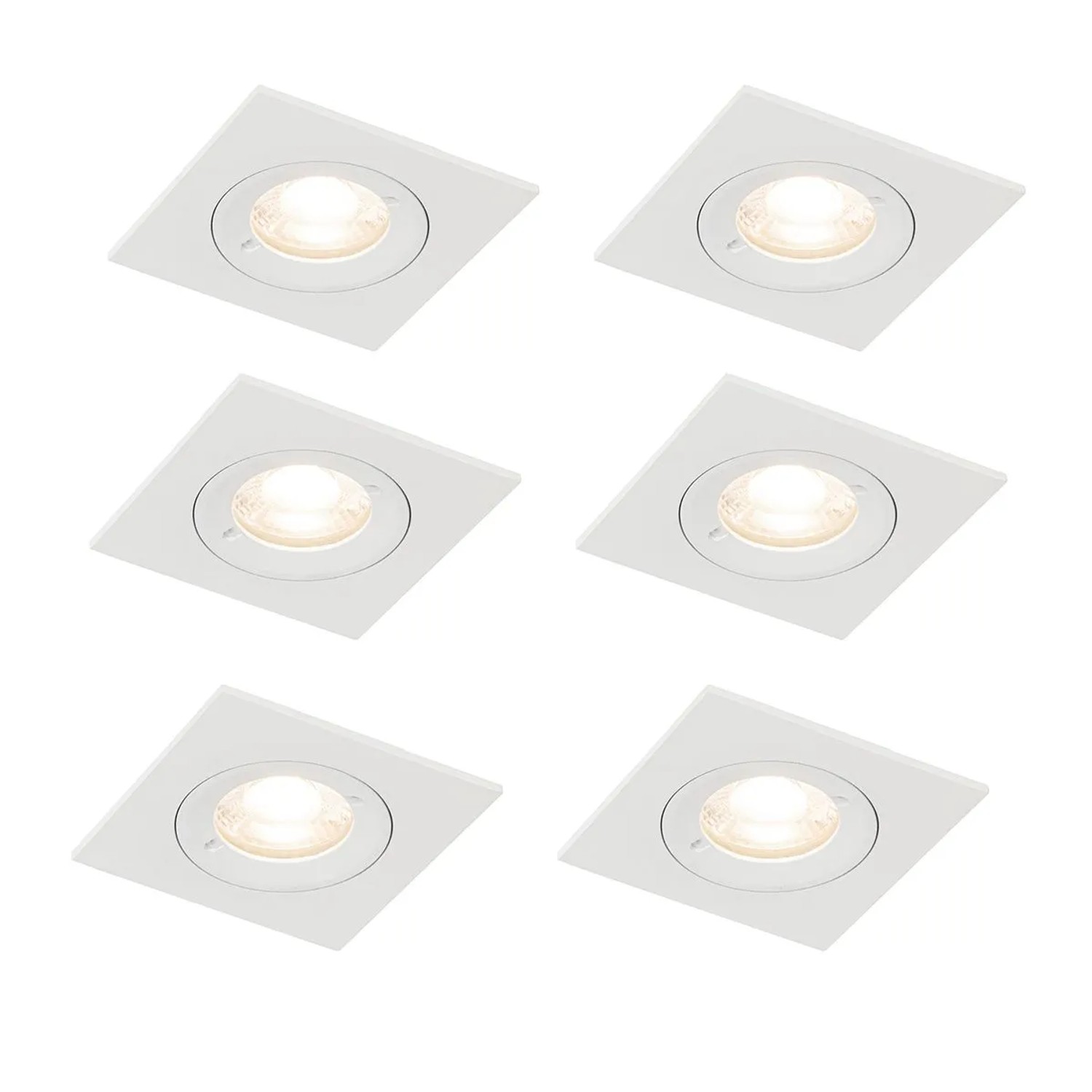 QAZQA Set mit 6 Einbaustrahlern Weiß Quadratisch GU10 50mm IP44 Xena
