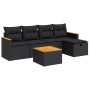 Schwarze 6-tlg. vidaXL Garten-Sofagarnitur aus Rattan mit Kissen und Tisch.