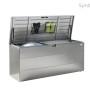 Offene Biohort StyleBox 140 Universalbox in Quarzgrau-Metallic mit Gasdruckfeder-Deckel und Netzfach.