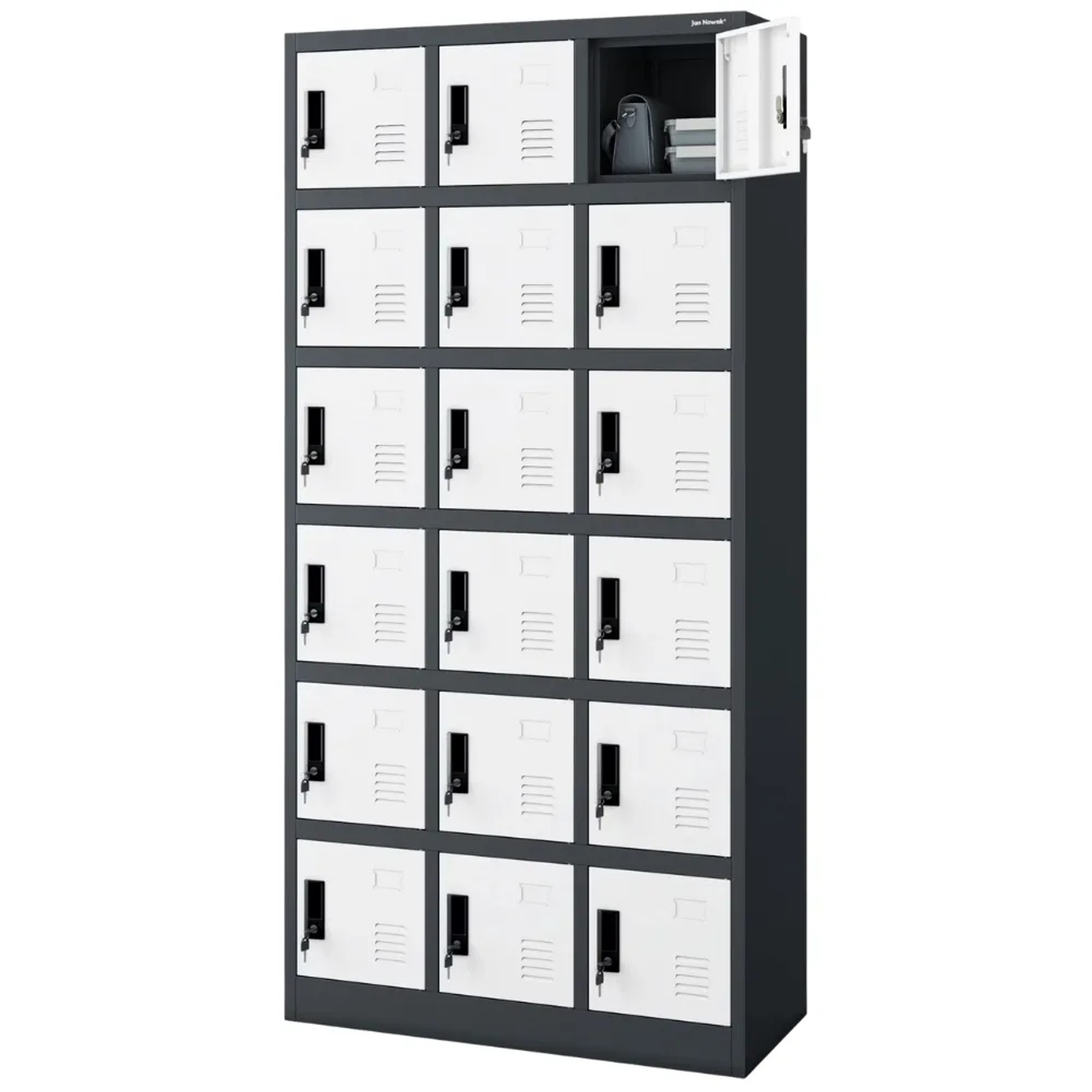 DELUKE Schließfachschrank Spind BERN 18 Fächer 185 x 90 x 40 cm Anthrazit-Weiß