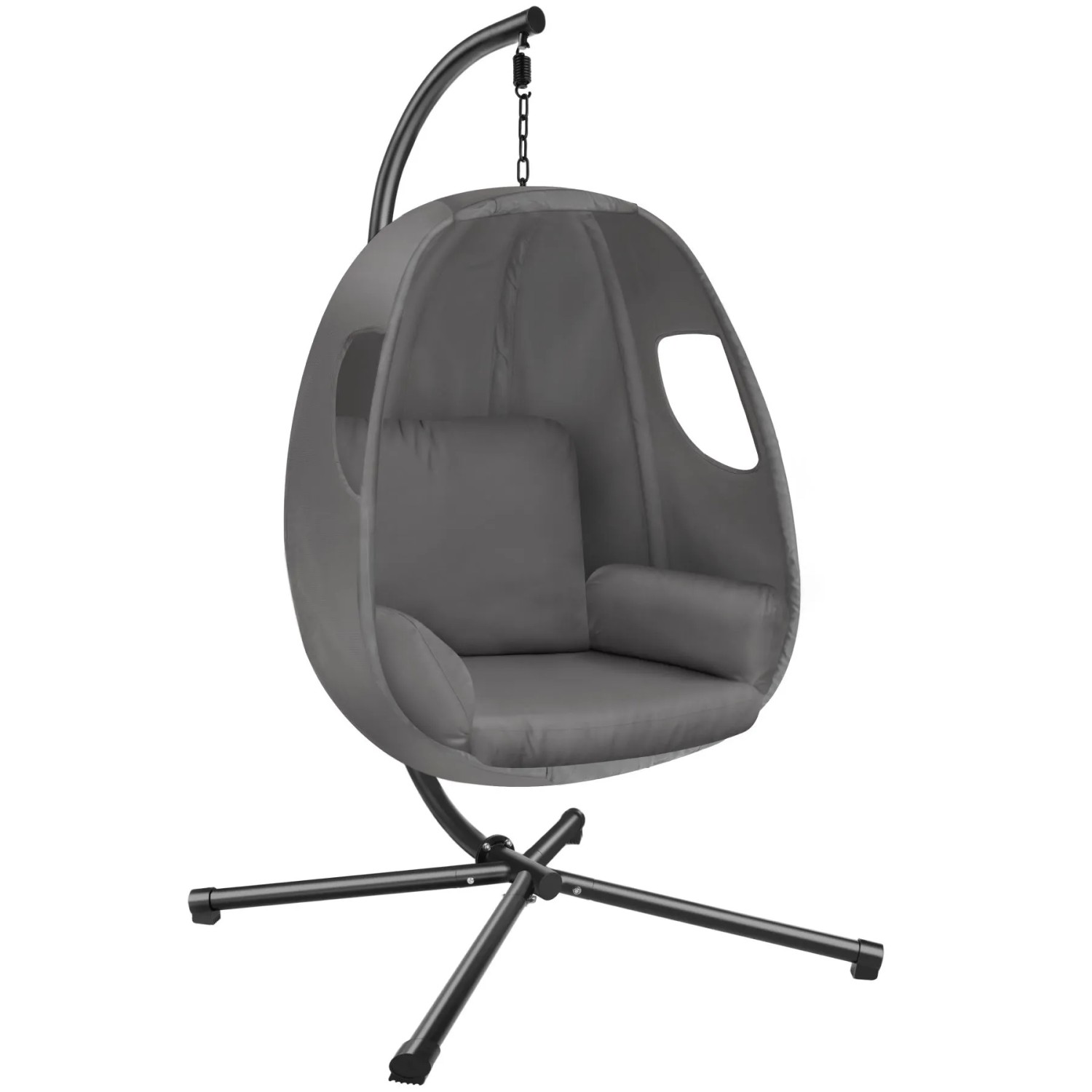 Tectake Hängesessel Anika Mit Extra Dickem Sitzkissen  360° Drehbar Stabil  Bodenschonend und Faltbar  97 x 100 x 201 cm Anthrazit