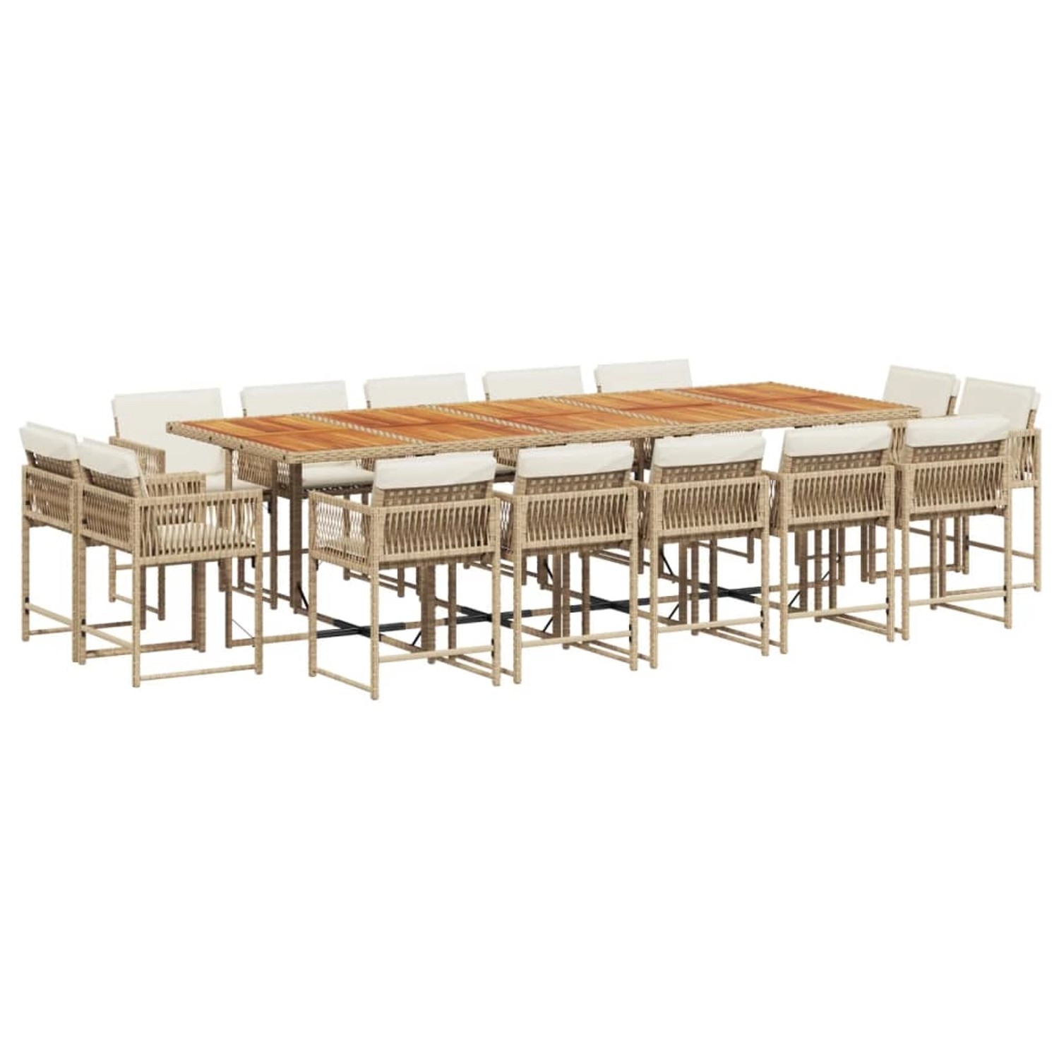 vidaXL 15-Tlg Garten-Essgruppe mit Kissen Beige Poly Rattan 3211600 günstig online kaufen
