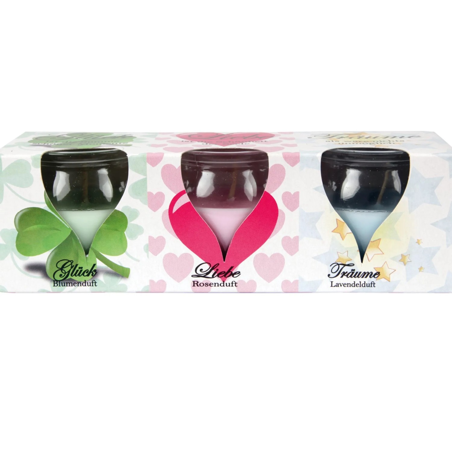 HS Candle Duftkerzen Selection Romantic, 12er Pack mit Blumenduft, Rosenduft und Lavendelduft.