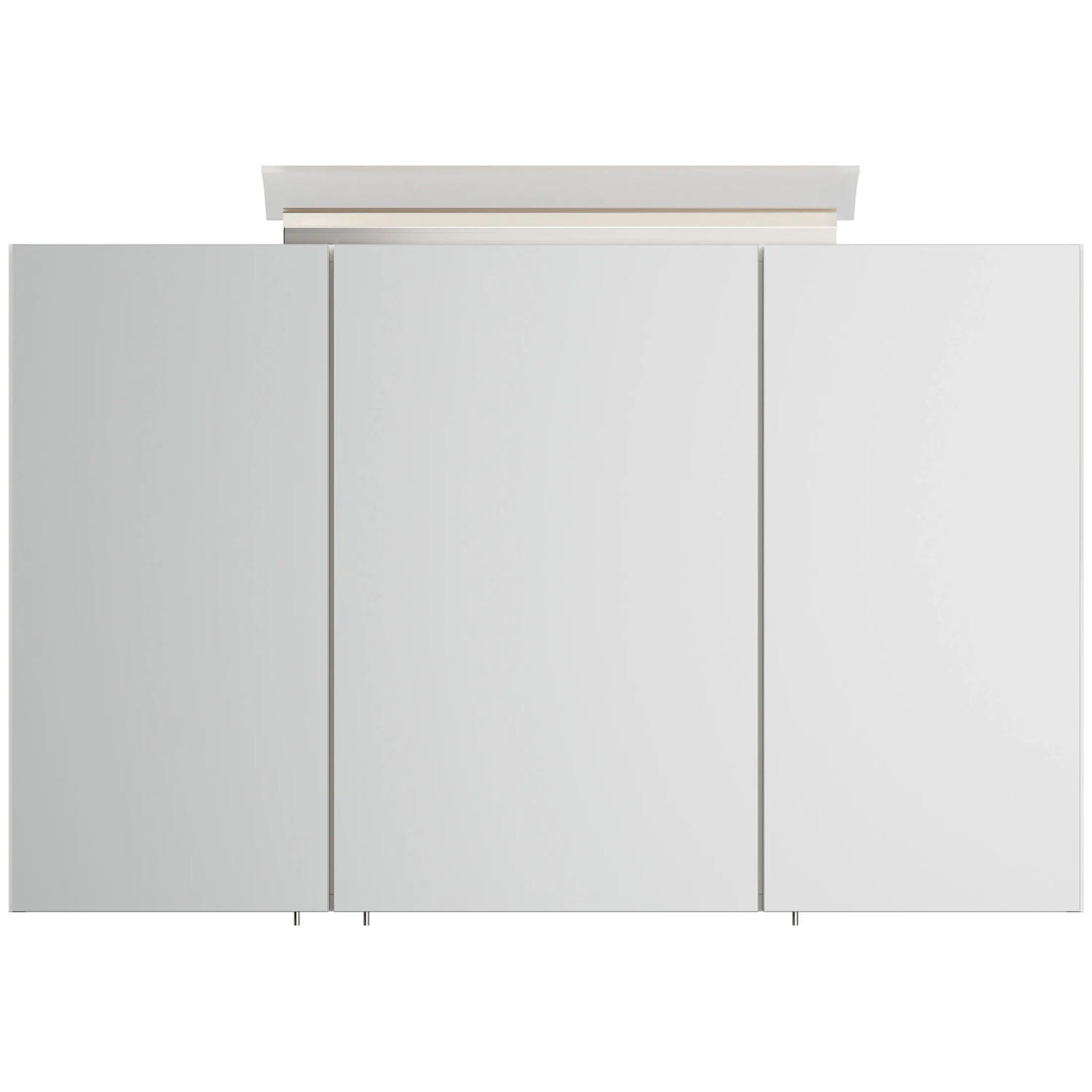 Posseik Spiegelschrank, 100 cm, Weiß Hochglanz mit LED-Lampe und Glasböden.