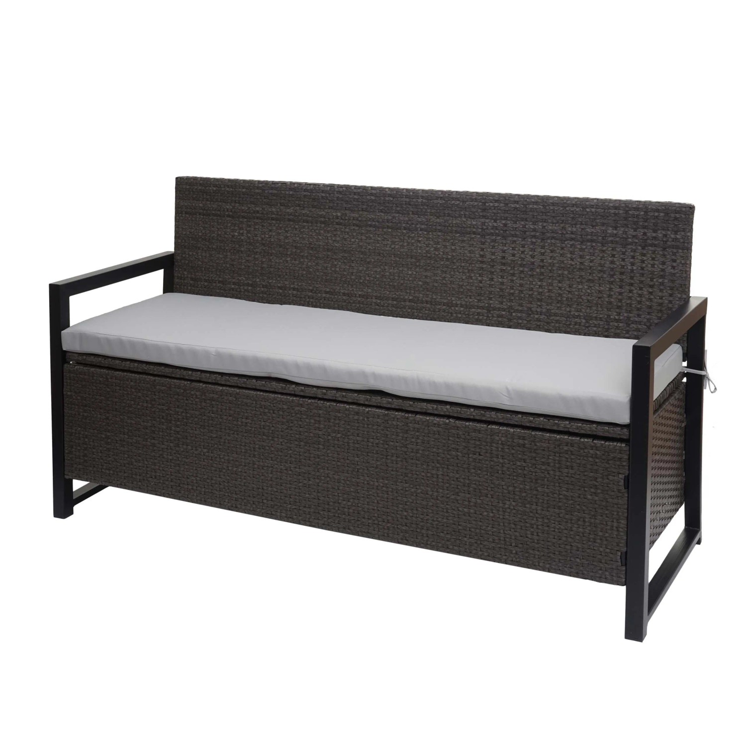 MCW Poly-Rattan 3er Sitzbank F39 Grau Kissen Grau