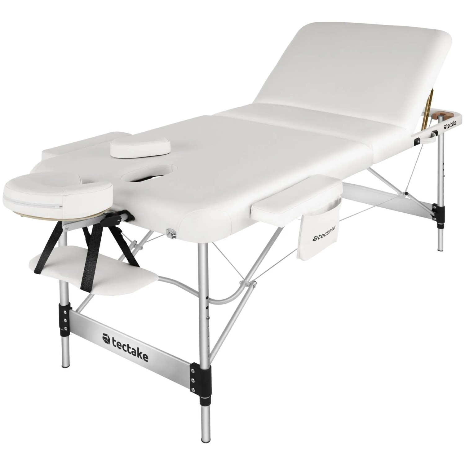 Tectake 3 Zonen Massageliege Phuket Breite 70 cm  Polsterung 5 cm Inklusive Tragetasche und 15 Einwegtücher  212 x 103 x 90 cm Weiß