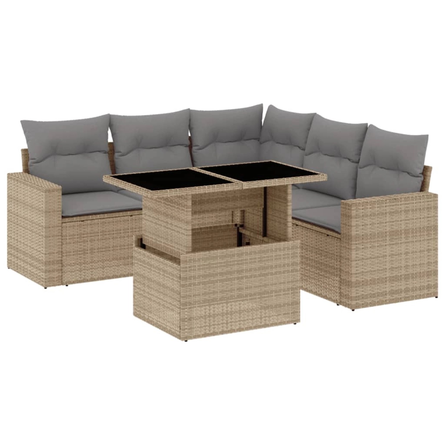 vidaXL 6-Tlg Garten-Sofagarnitur mit Kissen Beige Poly Rattan 3267269 günstig online kaufen