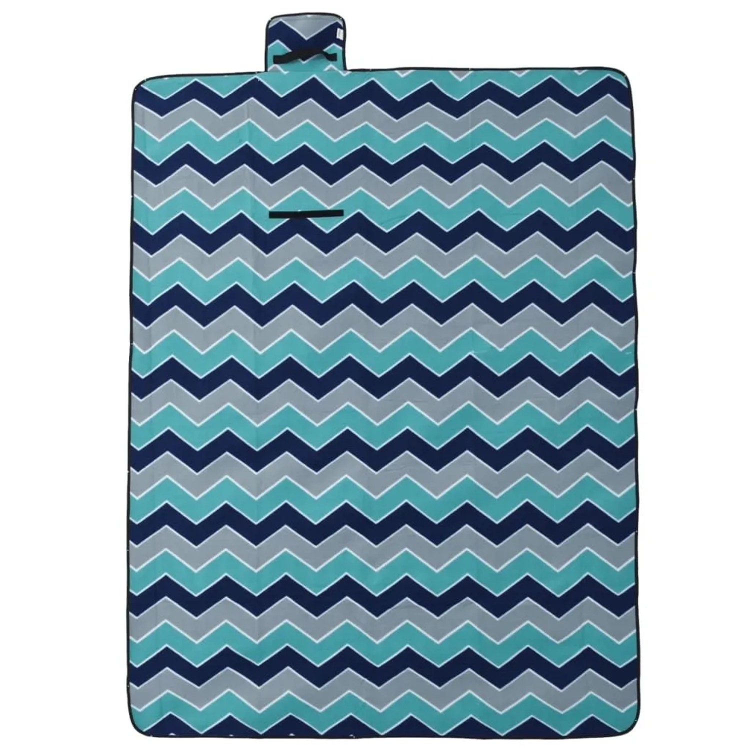 vidaXL Picknickdecke Faltbar Blau Wellenmuster 200x150 cm Samt 4004205