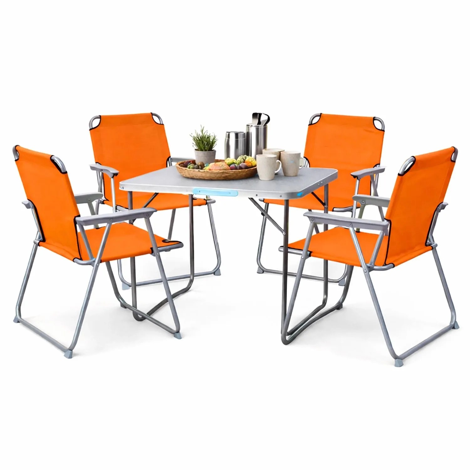 Mojawo XL 5teiliges Campingmöbel Set Alu mit Tragegriff Camping 80x60x68cm Orange