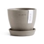 Ecopots Antwerp Mini Pflanztopf, braungrau, 11,5 cm mit Untersetzer.