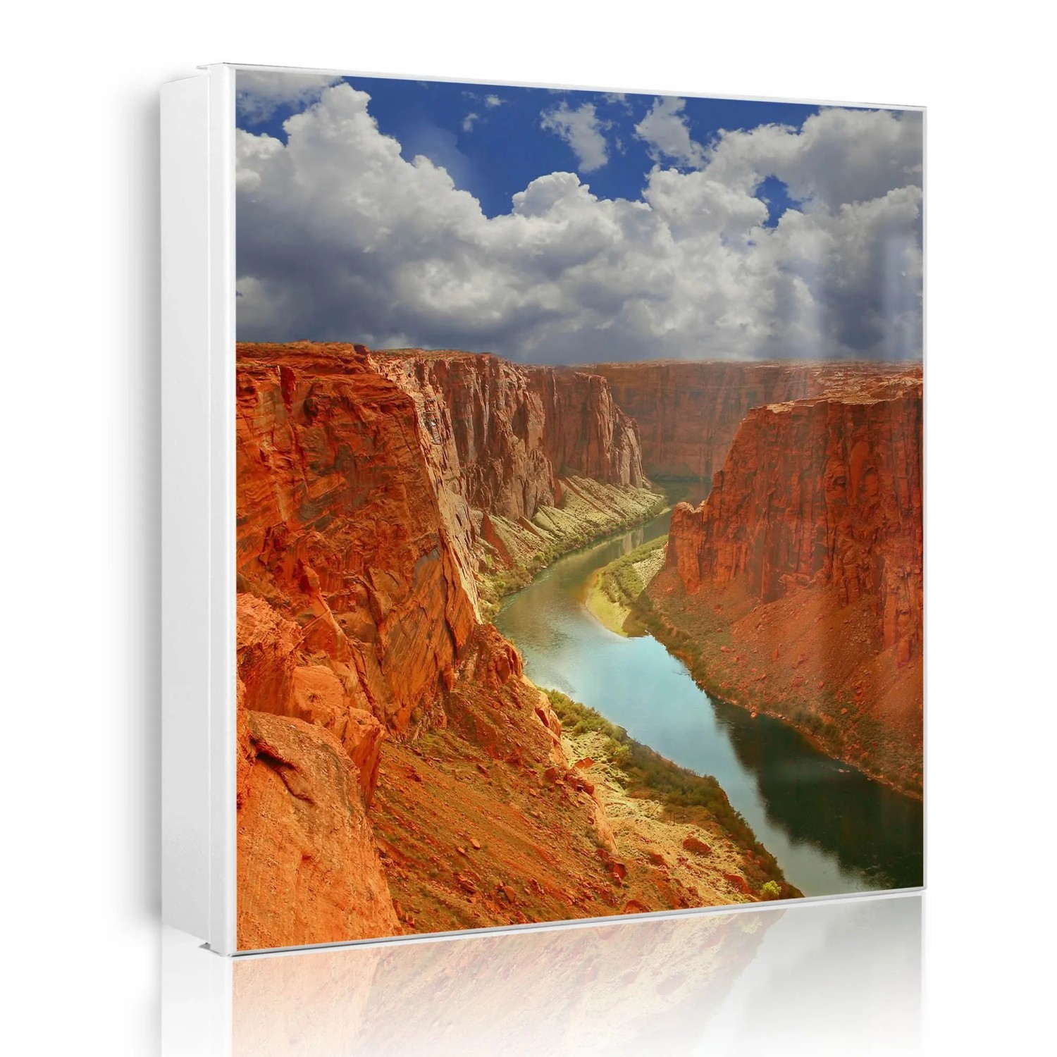 Banjado Großer Schlüsselkasten Metall 30x30cm Weiß Scharnier Links 50 Haken Beschreibbar Magnetisch Motiv Grand Canyon