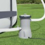 Bestway 800 gal Pool Filterpumpe am Pool mit Schläuchen. Kartuschenfilter für sauberes Wasser.