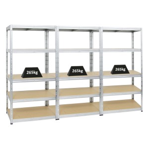 PROREGAL Mega Deal: 3 verzinkte Schwerlastregale (180x90x60cm) mit 5 Ebenen, je 265kg Fachlast.
