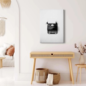 Bricoflor Leinwandbild mit Schreibmaschine, schwarz-weiß, für Büro & Wohnzimmer.
