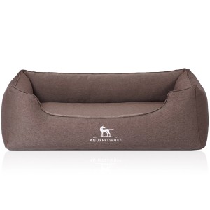 Knuffelwuff Hundebett Leano, orthopädisch, braun, Größe M-L. Bequemes Hundekörbchen für gesunden Schlaf.