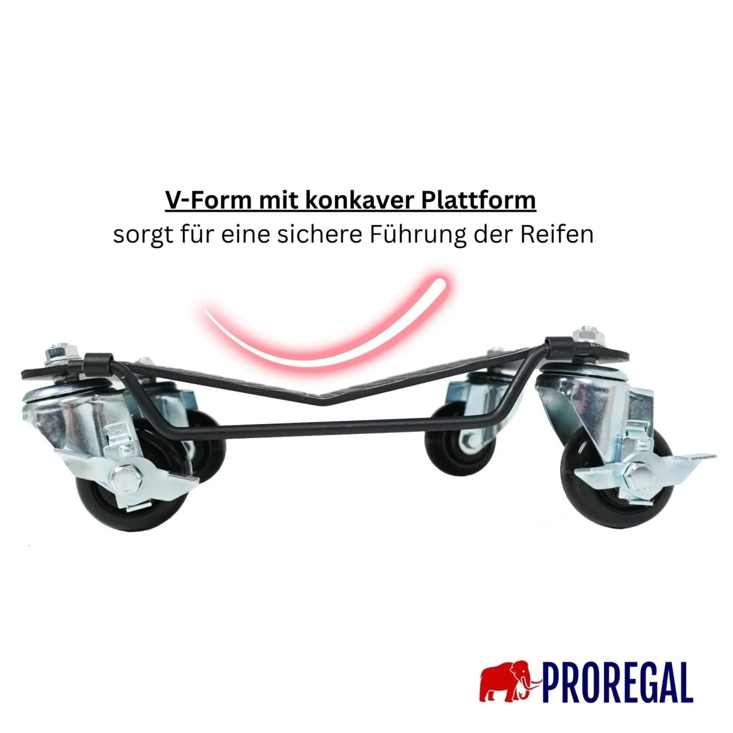PROREGAL Rangierhilfe für PKW/Motorrad, Stahl, mit Rollen und V-Form Reifenaufnahme.