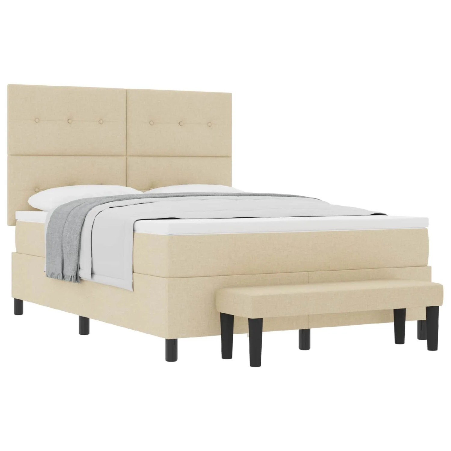 vidaXL Boxspringbett mit Matratze Creme 140 x 200 cm Stoff 3344077