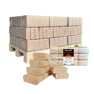 PINI RUF Holzbriketts 100% Buche 300 kg Palette Harholz Briketts für Kamin Ofen Grill Feuerschale