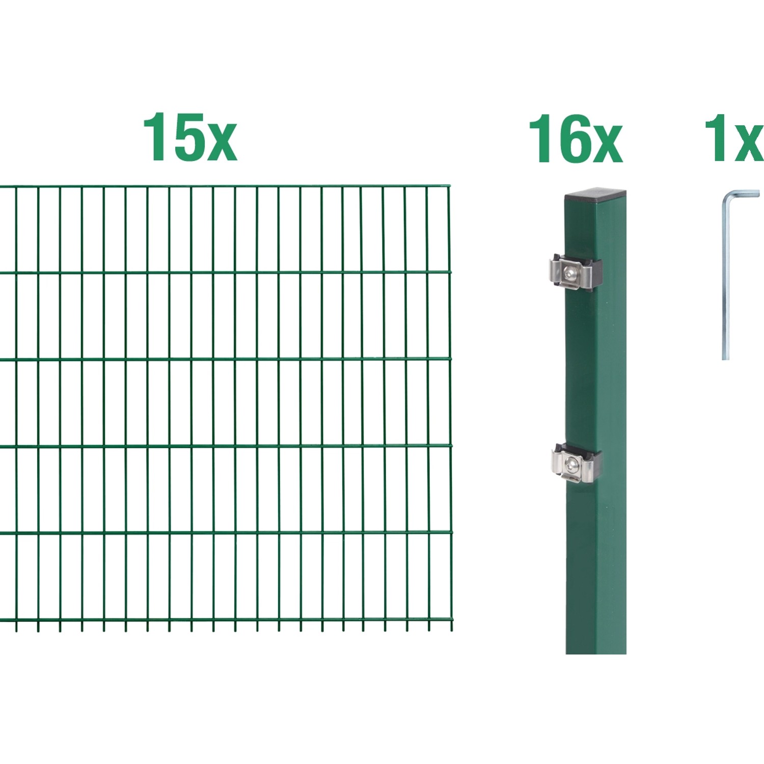 Metallzaun Grund-Set Doppelstabmatte verz. Grün beschichtet 15 x 2 m x 0,8 günstig online kaufen