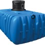 4rain Zisterne Set Flat M, 3000 l. Blauer Flachtank mit schwarzem Domschacht für die Regenwassernutzung im Garten.