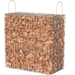 Scherf Fertig-Gabione mit rot-braunem Marmorbruch, 50x50x50 cm. Ideal für Mauern und Hangbefestigung.