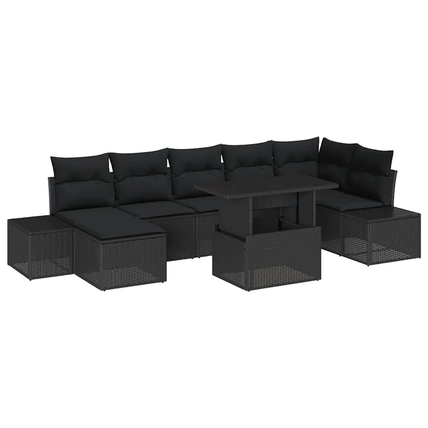 vidaXL Garten-Sofa-Set mit Kissen 8-Tlg Schwarz 3349229