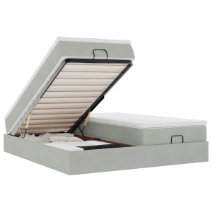 vidaXL Ottoman-Bett mit Matratzen Hellgrau 180x200 cm Samt 3311261