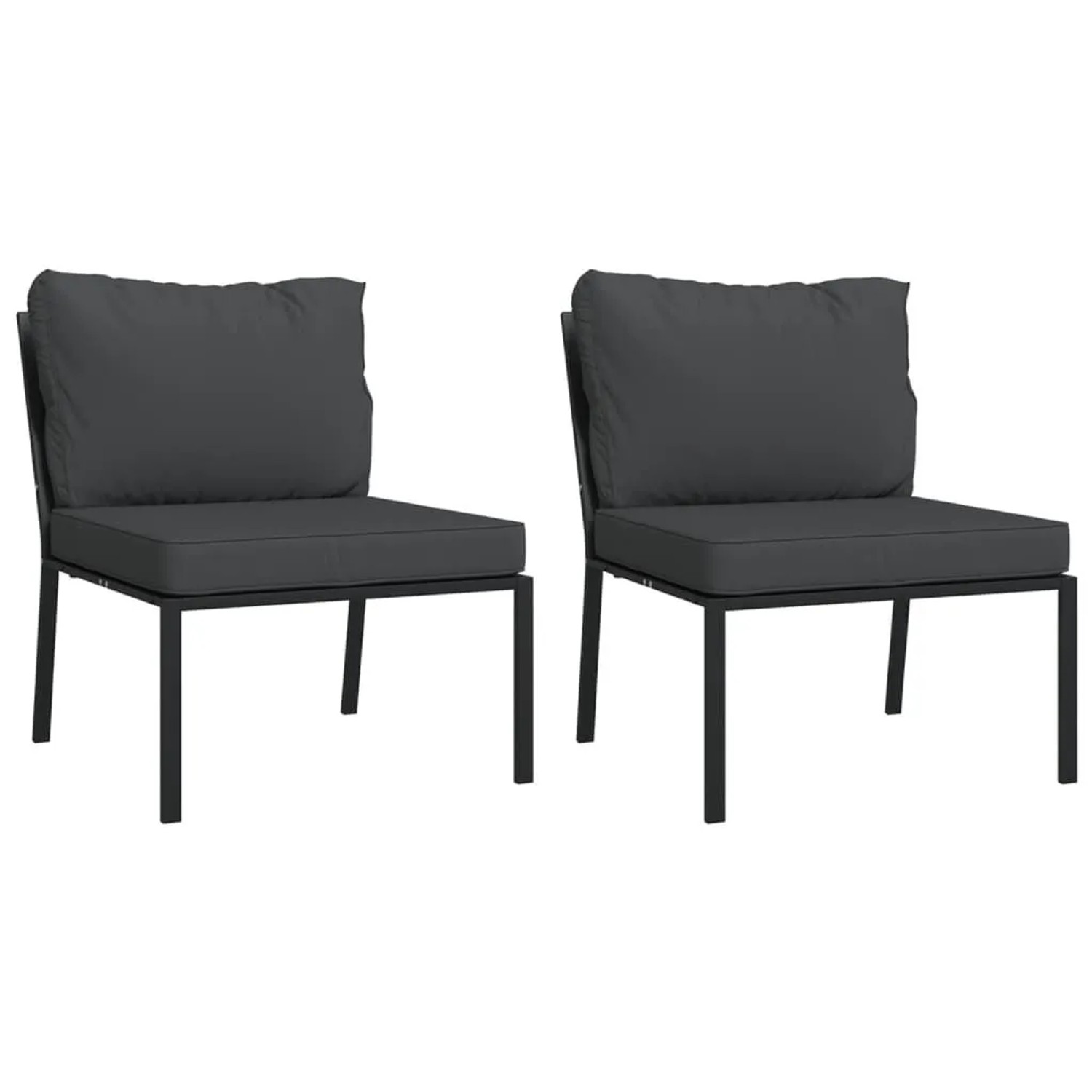 Furnicato Gartenstühle Mit Grauen Kissen 2 Stk 60x74x79 Cm Stahl