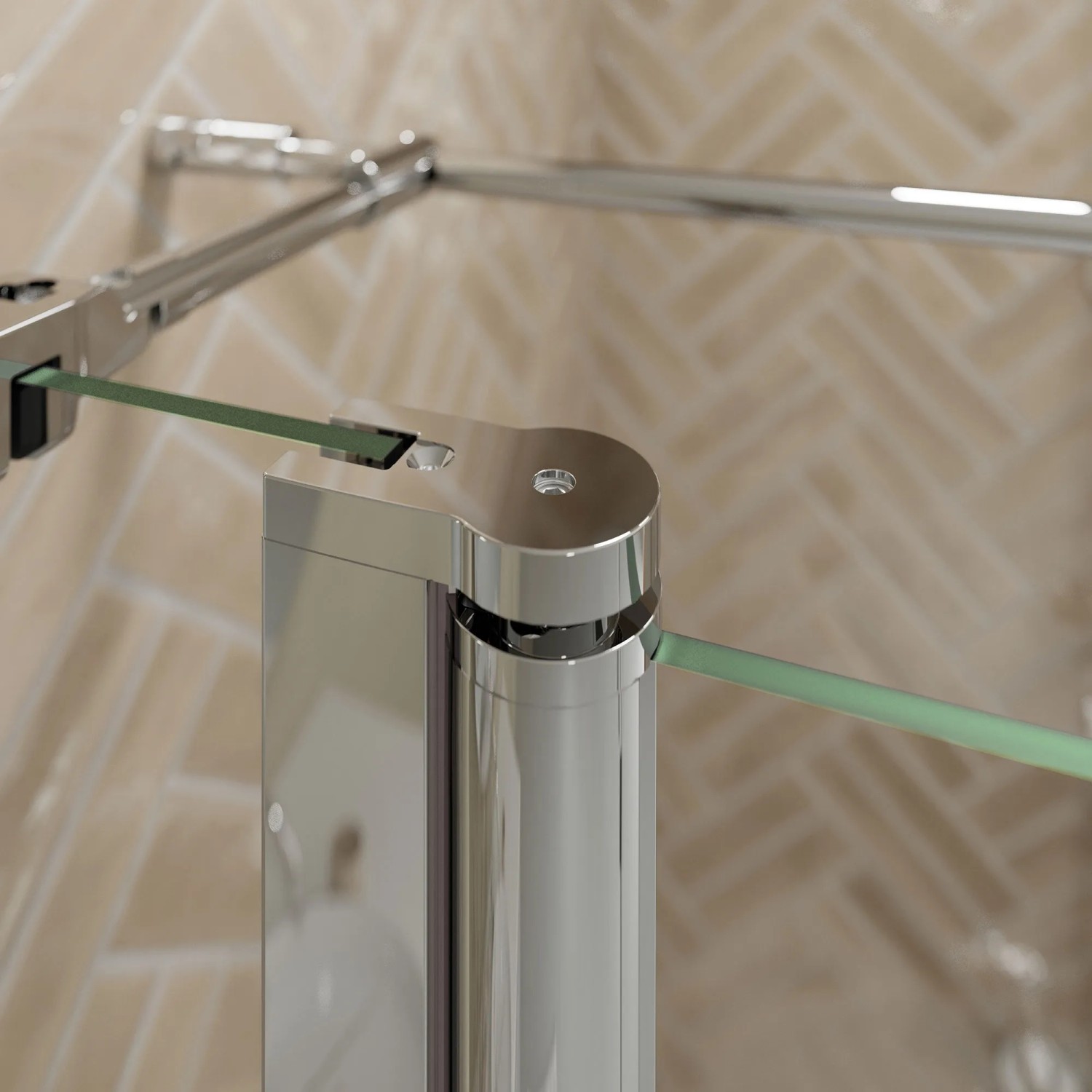 Detailaufnahme: Breuer Elana 2.0 Drehtür, abgerundete Profile, Alu-Chrom, Hebe-Senkmechanismus.
