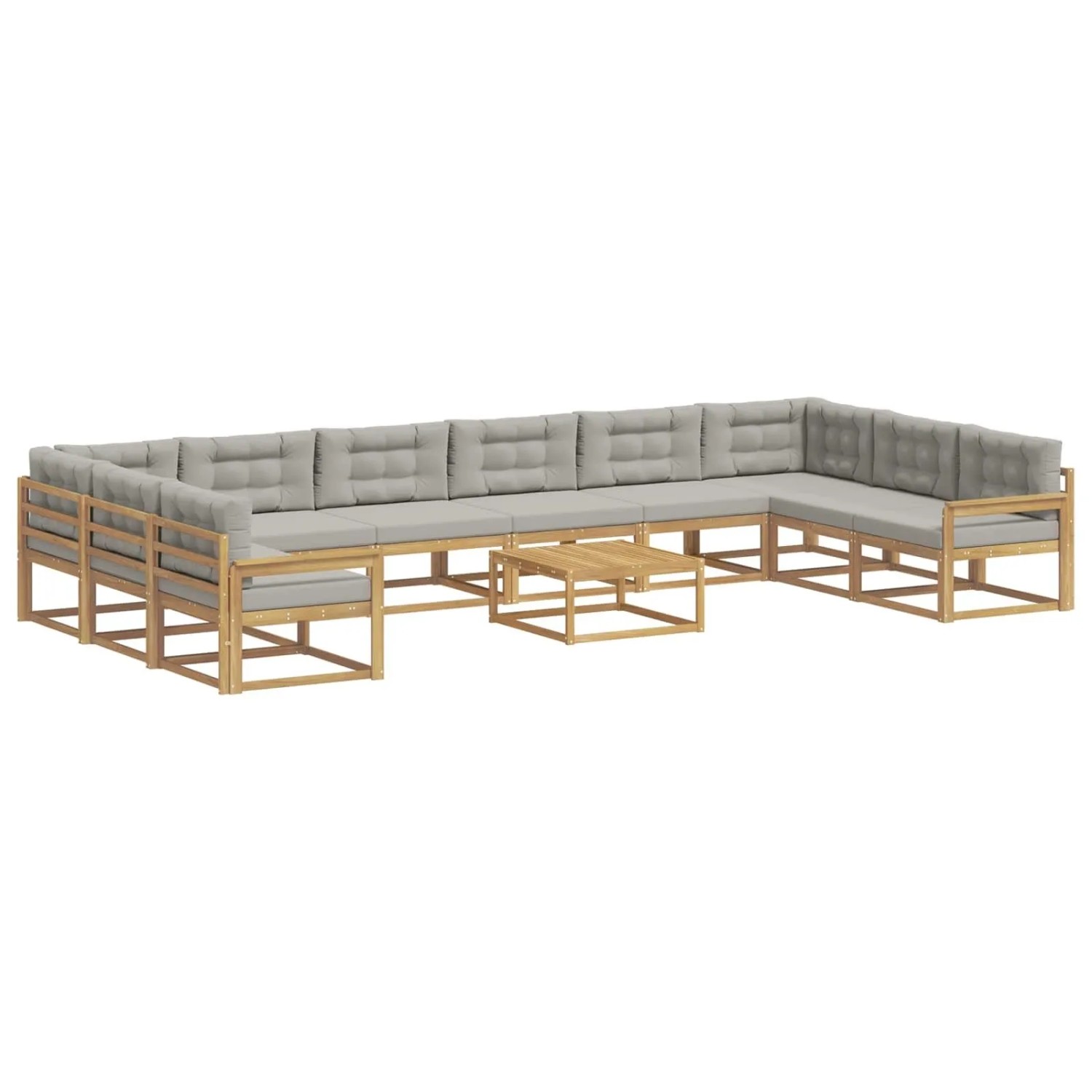 vidaXL Outdoor-Sofagarnitur mit Kissen 11 Stk Weiß und Hellgrau 3387130