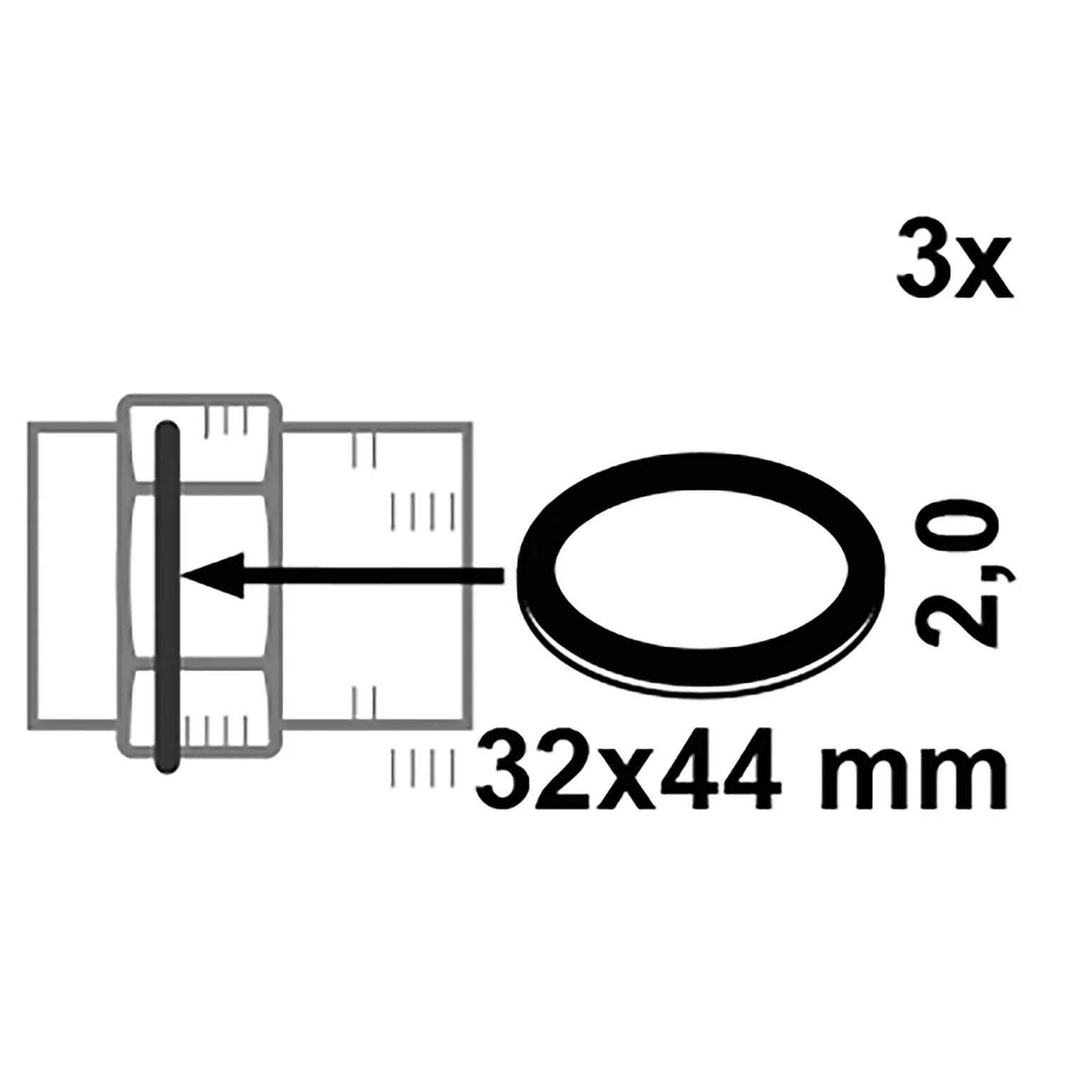 Kirchhoff Fiberdichtung, 32x44x2 mm, blau, 3er-Pack. Dichtung für Rohrverschraubungen.